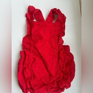 Janie & Jack red eyelet romper *like new* 18-24 mo